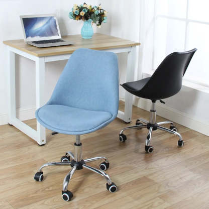 Modern Black Ergonomic Adjustable Stool with Wheels — Linen / Yellow