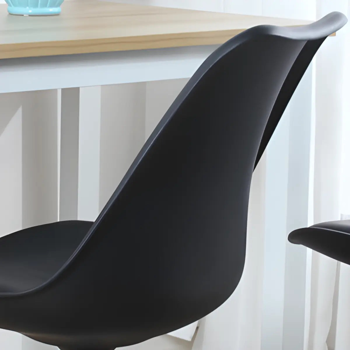 Modern Black Ergonomic Adjustable Stool with Wheels — Plastic / Yellow