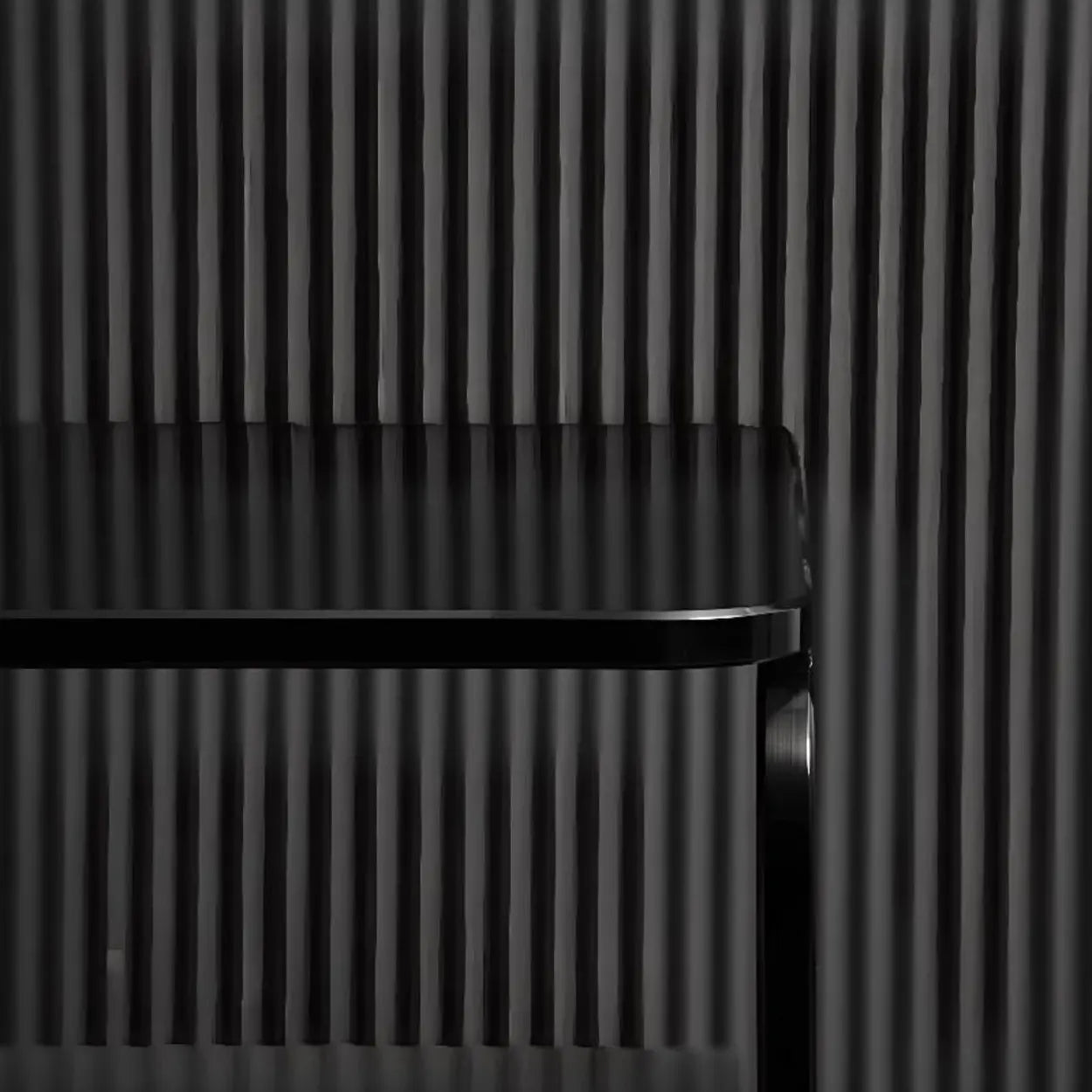 Modern Black Glass Nightstand with Drawer