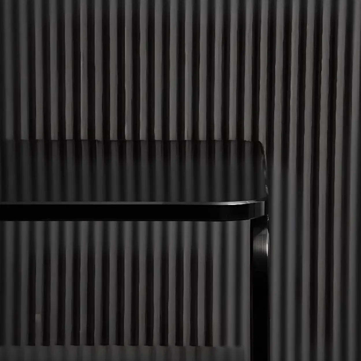 Modern Black Glass Nightstand with Drawer