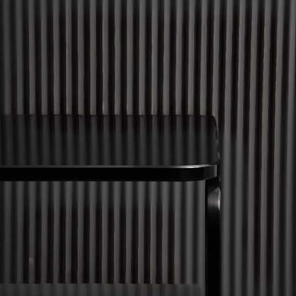 Modern Black Glass Nightstand with Drawer