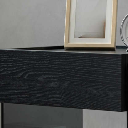 Modern Black Nightstand with Drawer and Open Shelf