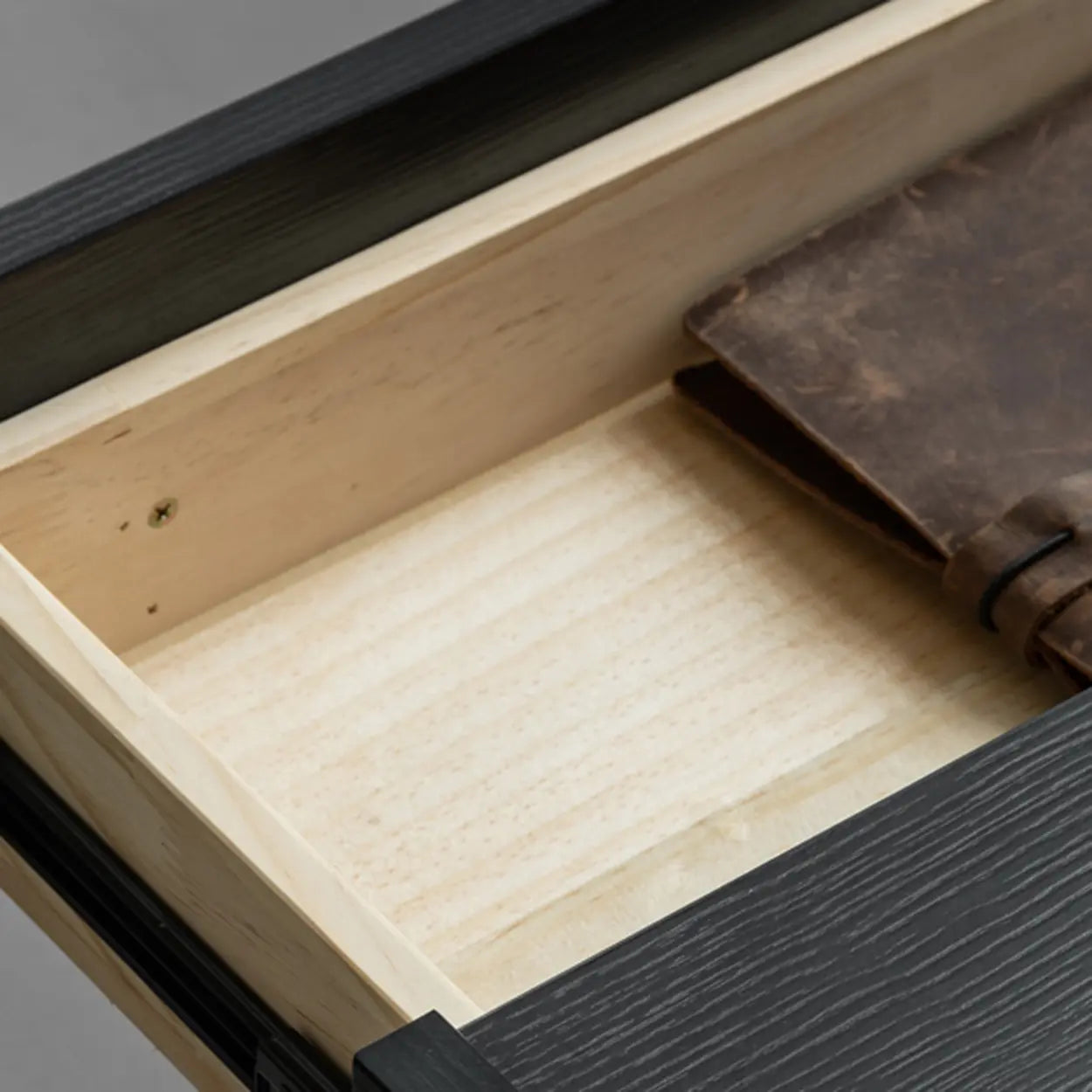 Modern Black Nightstand with Drawer and Open Shelf