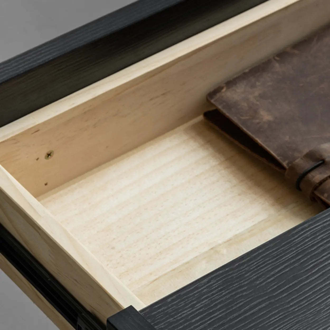 Modern Black Nightstand with Drawer and Open Shelf