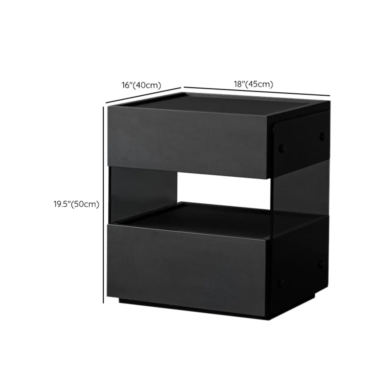 Modern Black Nightstand with Drawer and Open Shelf