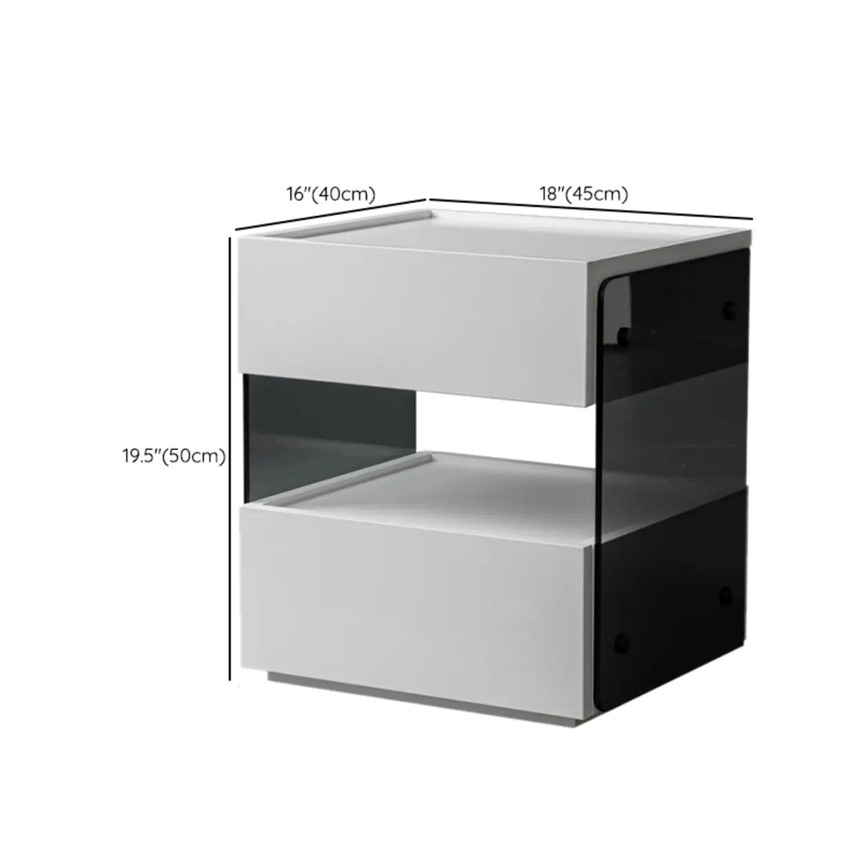 Modern Black Nightstand with Drawer and Open Shelf