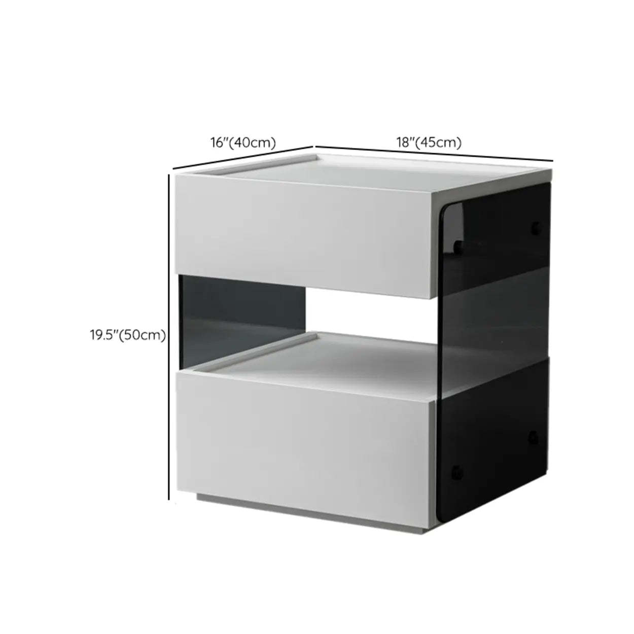 Modern Black Nightstand with Drawer and Open Shelf