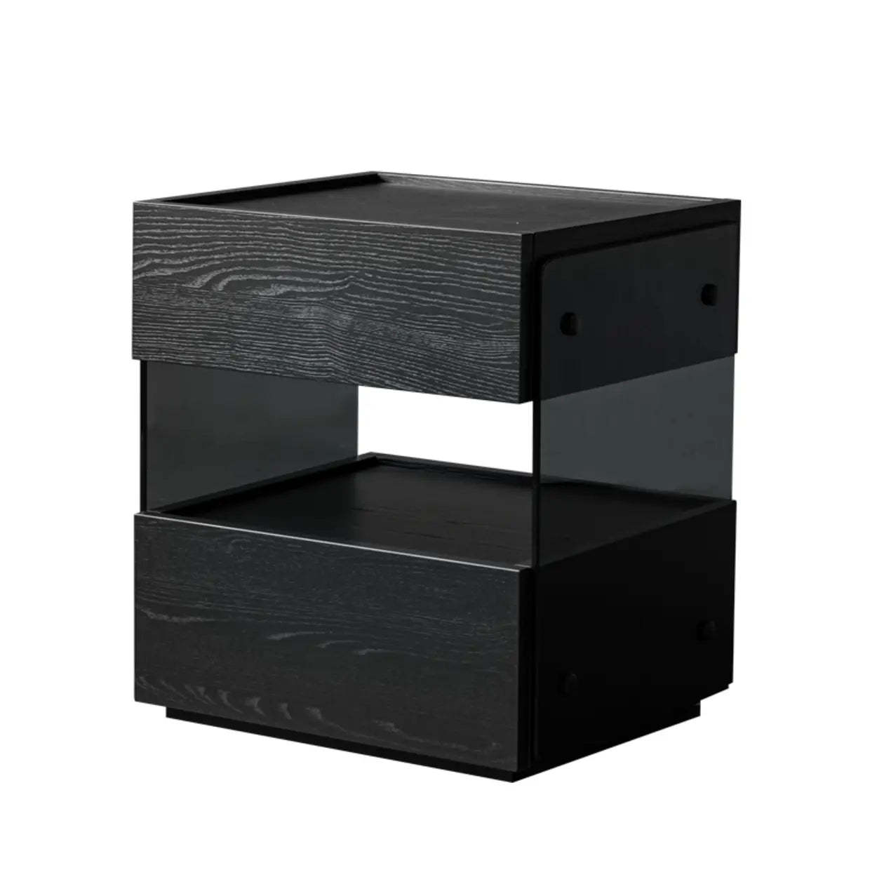 Lighom modern drawer open black nightstands in glass