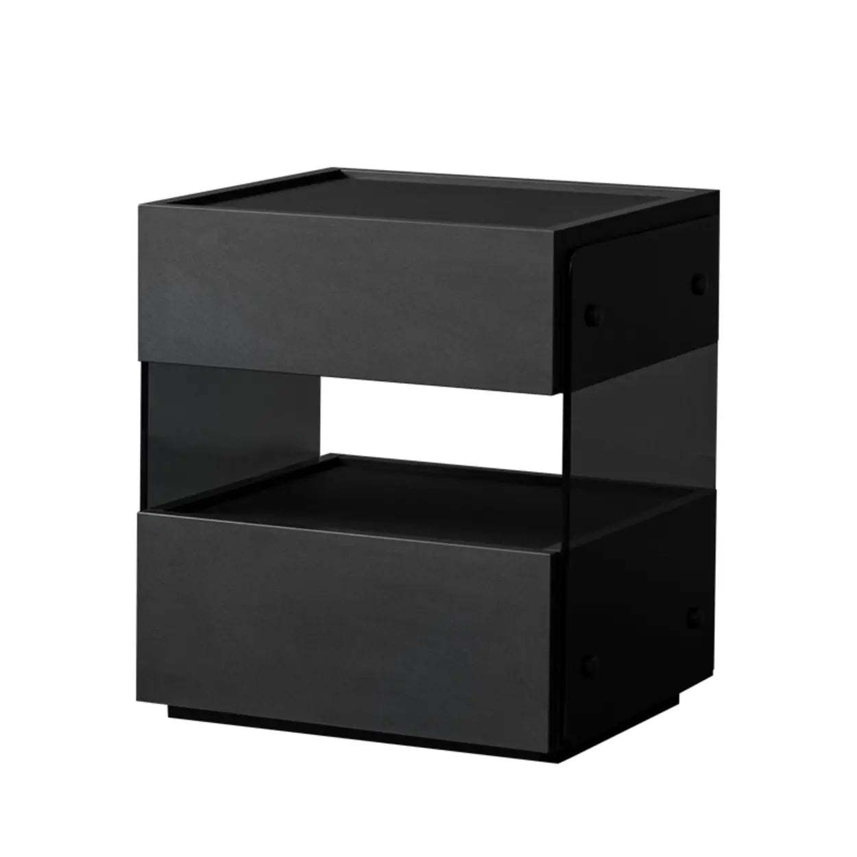Modern Black Nightstand with Drawer and Open Shelf