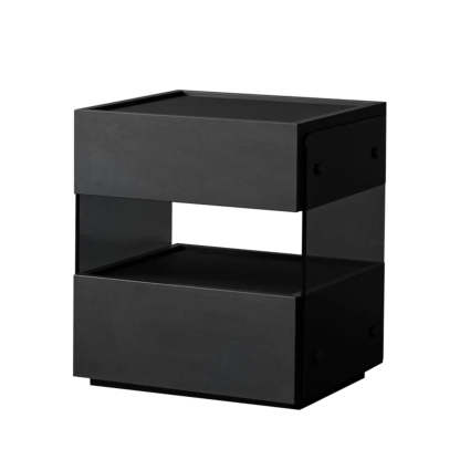 Modern Black Nightstand with Drawer and Open Shelf