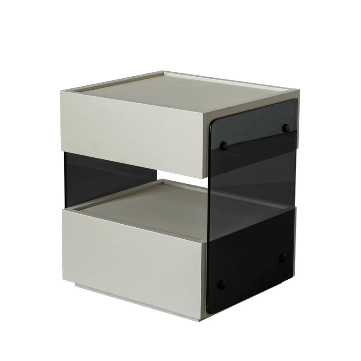 Modern Black Nightstand with Drawer and Open Shelf