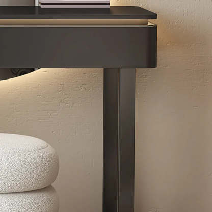 Modern Black Rectangular Wood Semicircle Mirror Vanity — White
