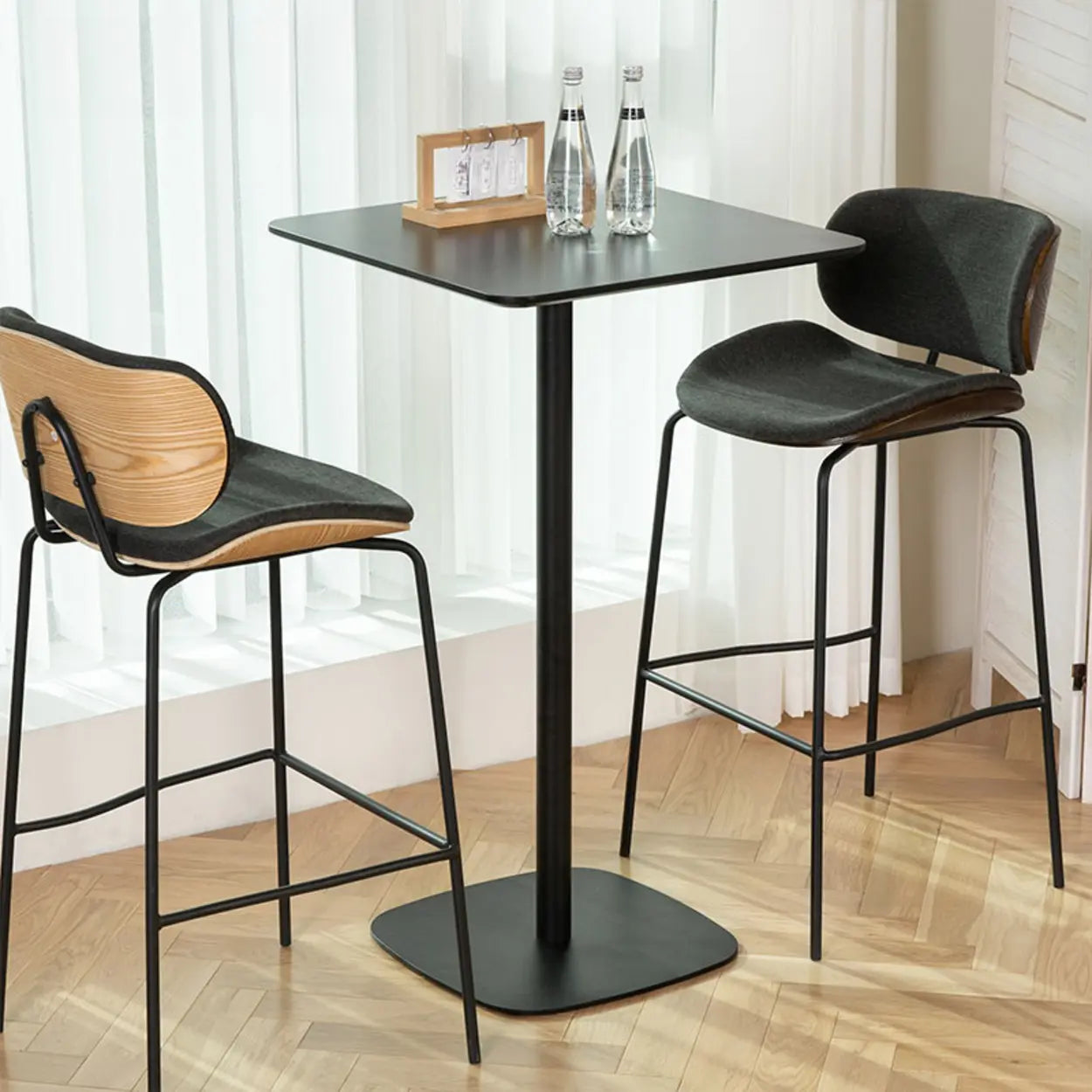 Modern Black Square Bistro Counter Height Bar Table — Square / Table Only