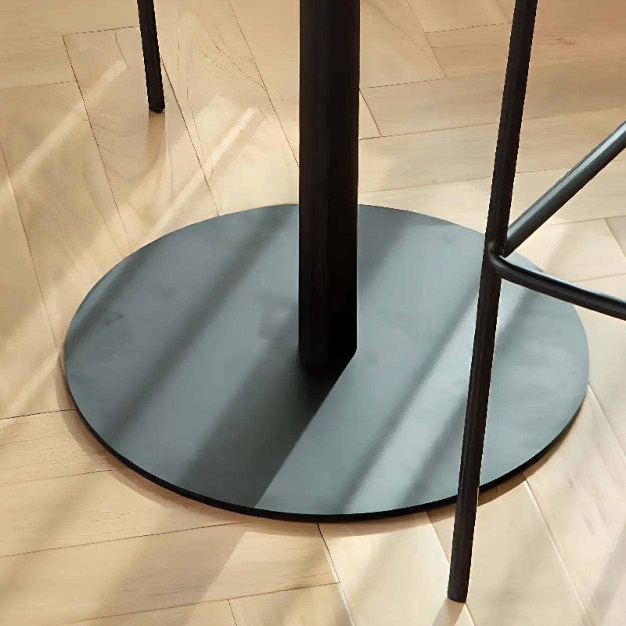 Modern Black Square Bistro Counter Height Bar Table — Round / Table Only