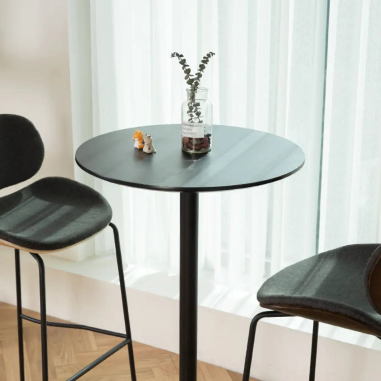 Modern Black Square Bistro Counter Height Bar Table — Free Form / Table Only