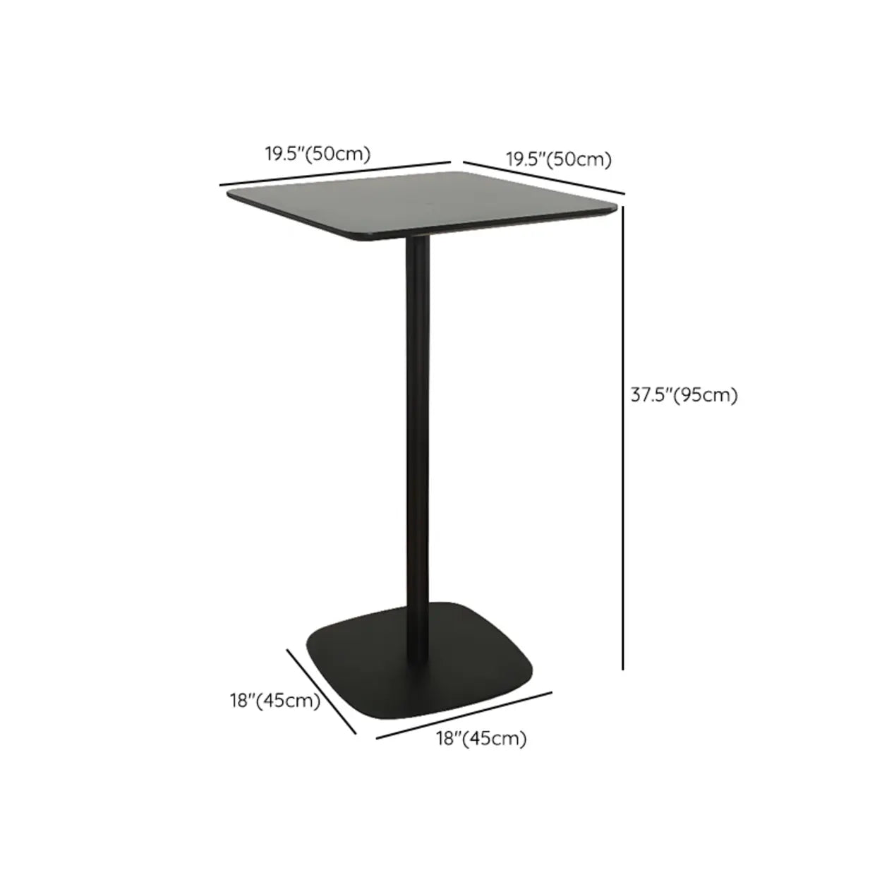Modern Black Square Bistro Counter Height Bar Table — Free Form / Table Only