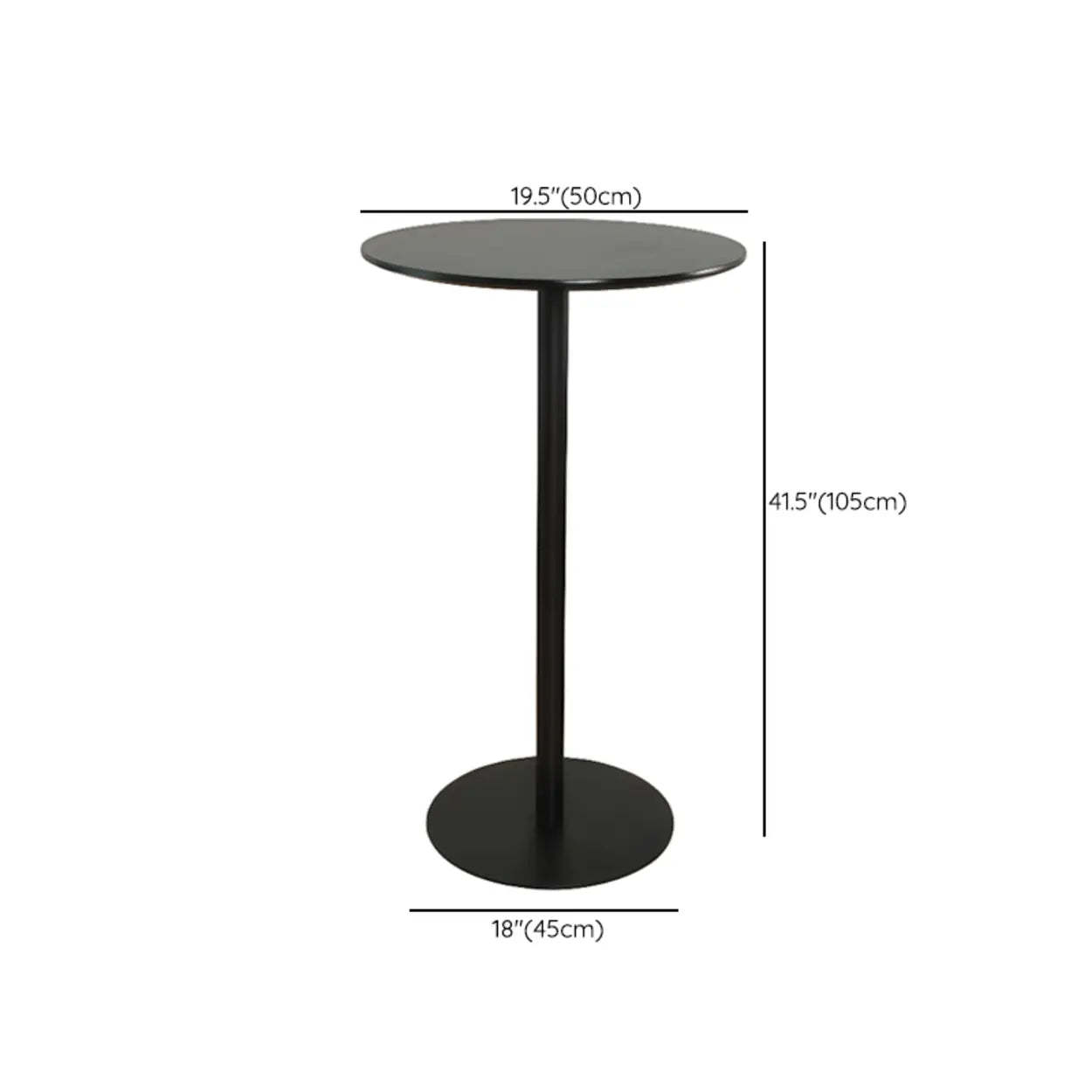 Modern Black Square Bistro Counter Height Bar Table — Square / Table Only