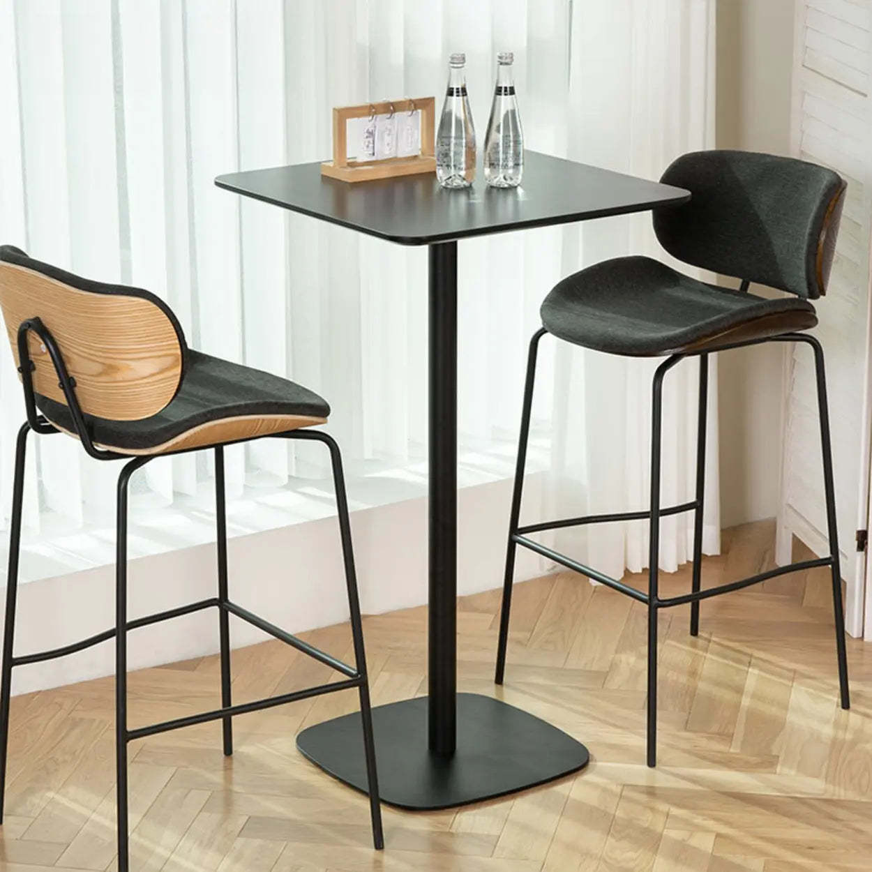 Modern Black Square Bistro Counter Height Bar Table — Square / Table Only