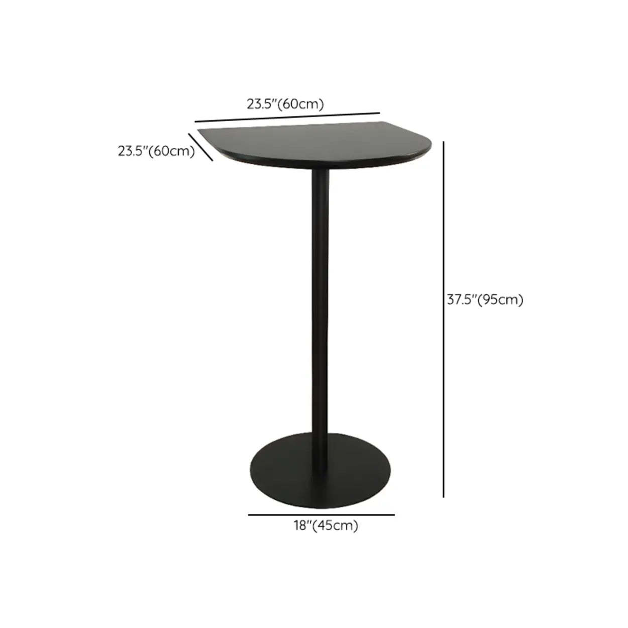 Modern Black Square Bistro Counter Height Bar Table