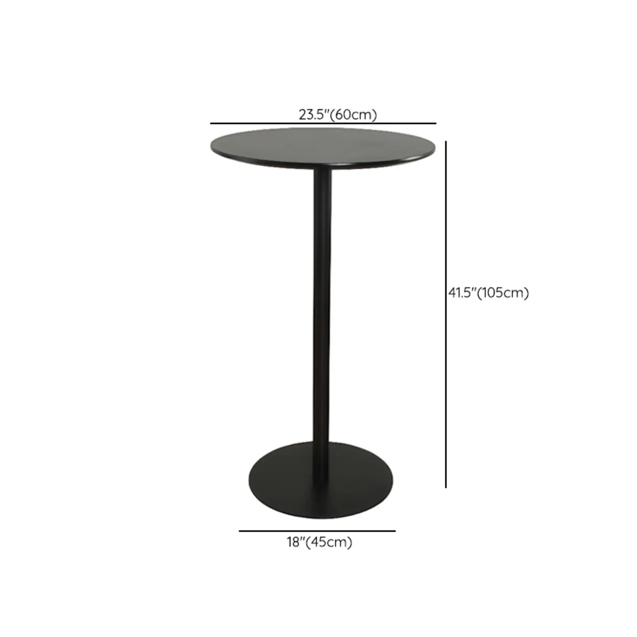 Modern Black Square Bistro Counter Height Bar Table