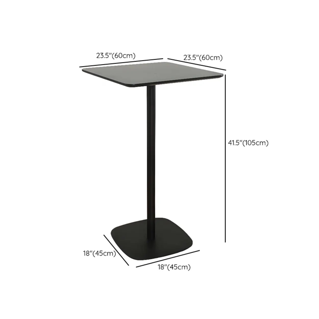 Modern Black Square Bistro Counter Height Bar Table