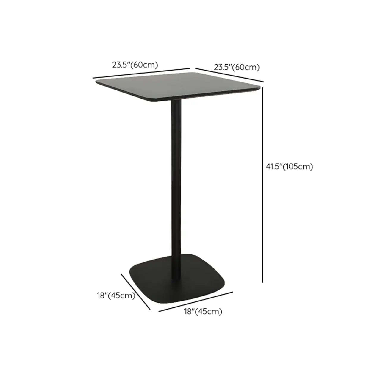 Modern Black Square Bistro Counter Height Bar Table