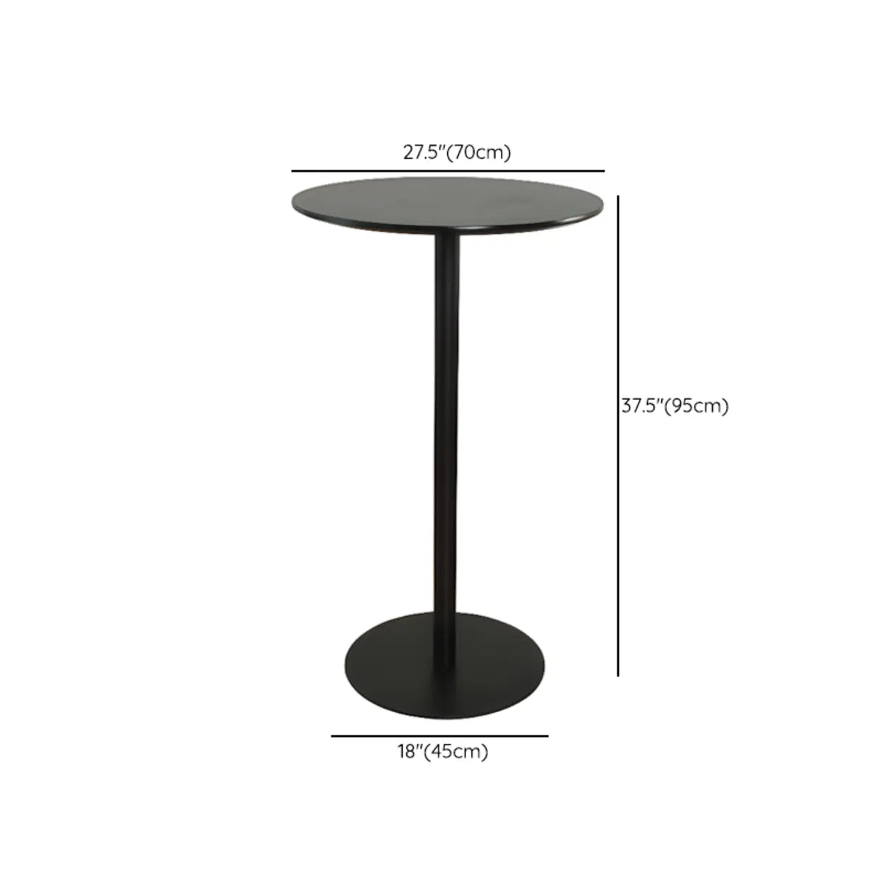 Modern Black Square Bistro Counter Height Bar Table