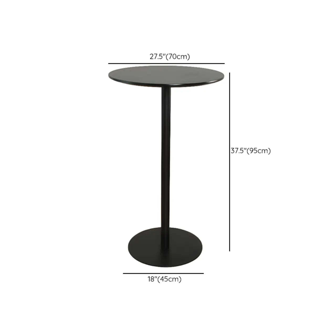 Modern Black Square Bistro Counter Height Bar Table