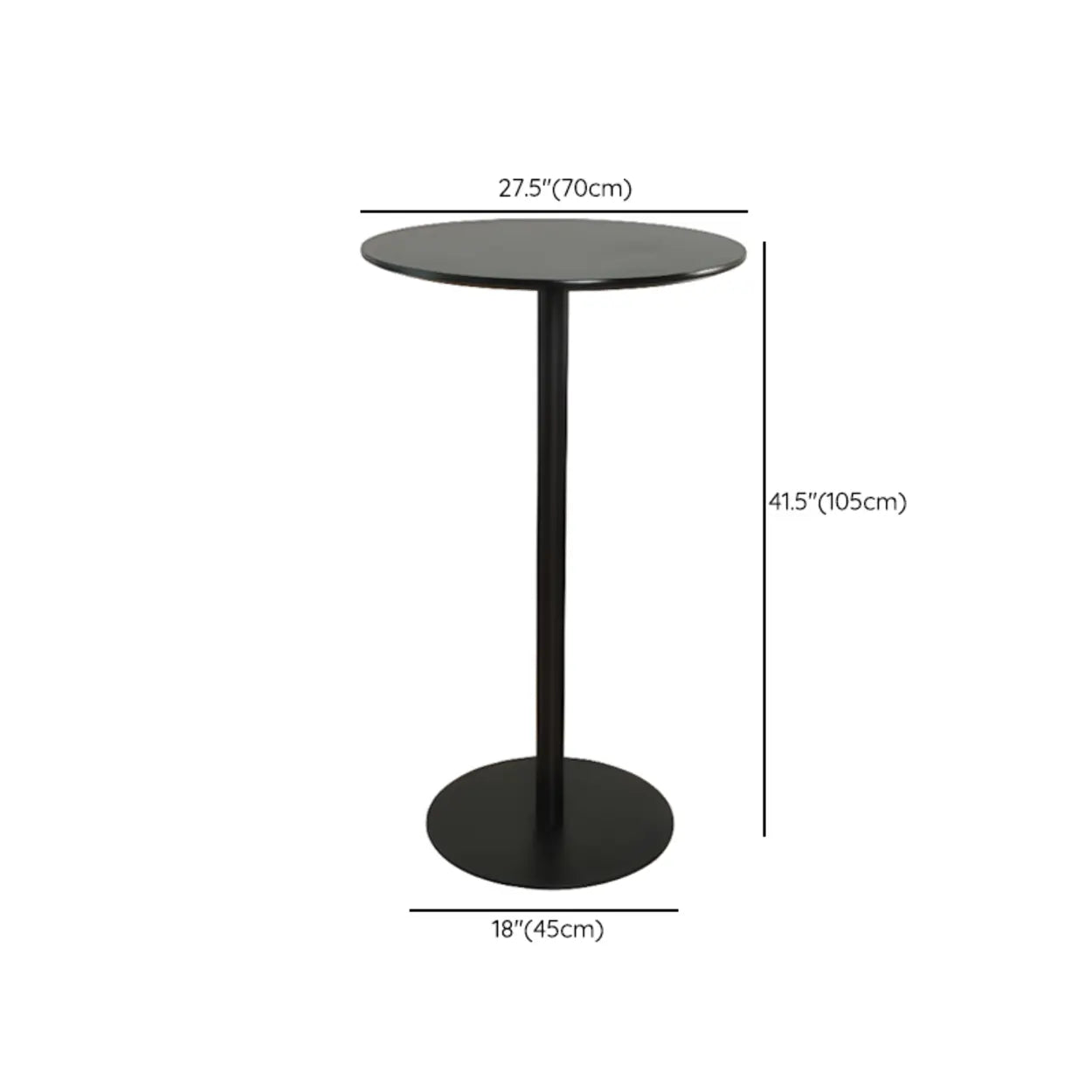Modern Black Square Bistro Counter Height Bar Table