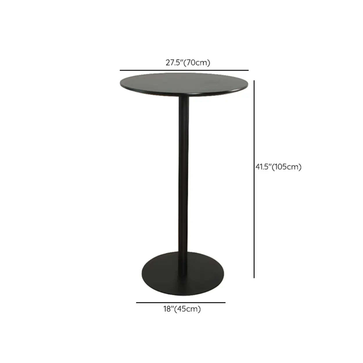 Modern Black Square Bistro Counter Height Bar Table