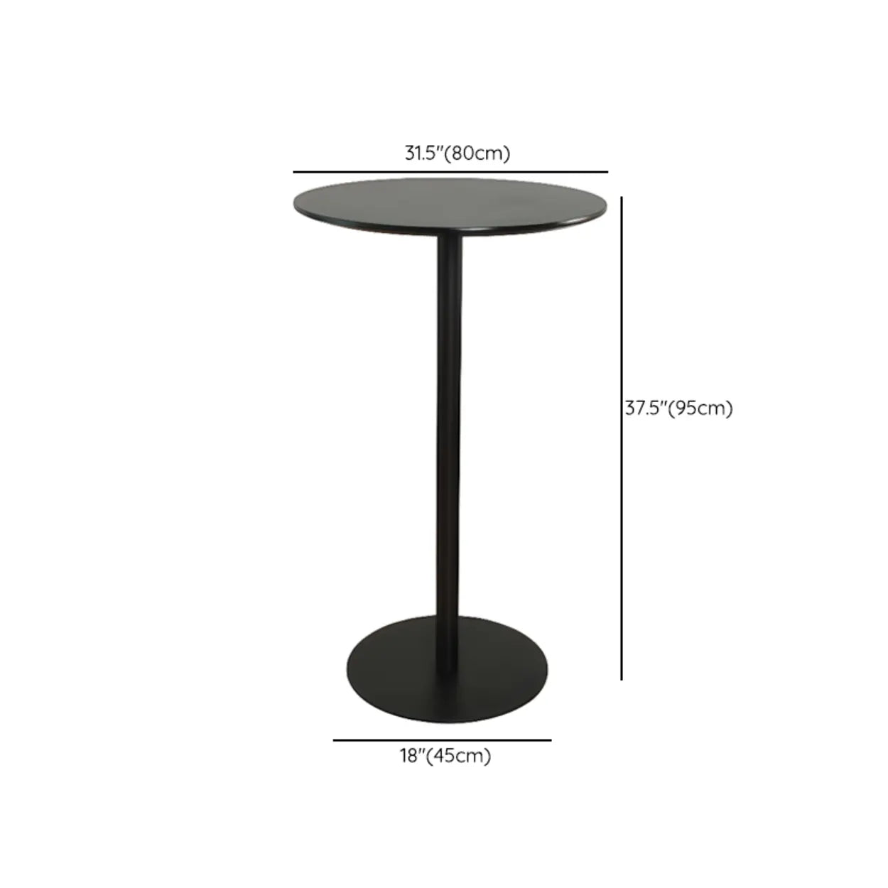 Modern Black Square Bistro Counter Height Bar Table