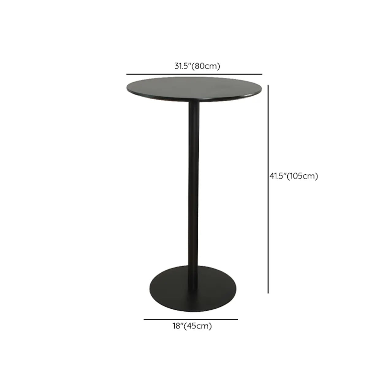 Modern Black Square Bistro Counter Height Bar Table