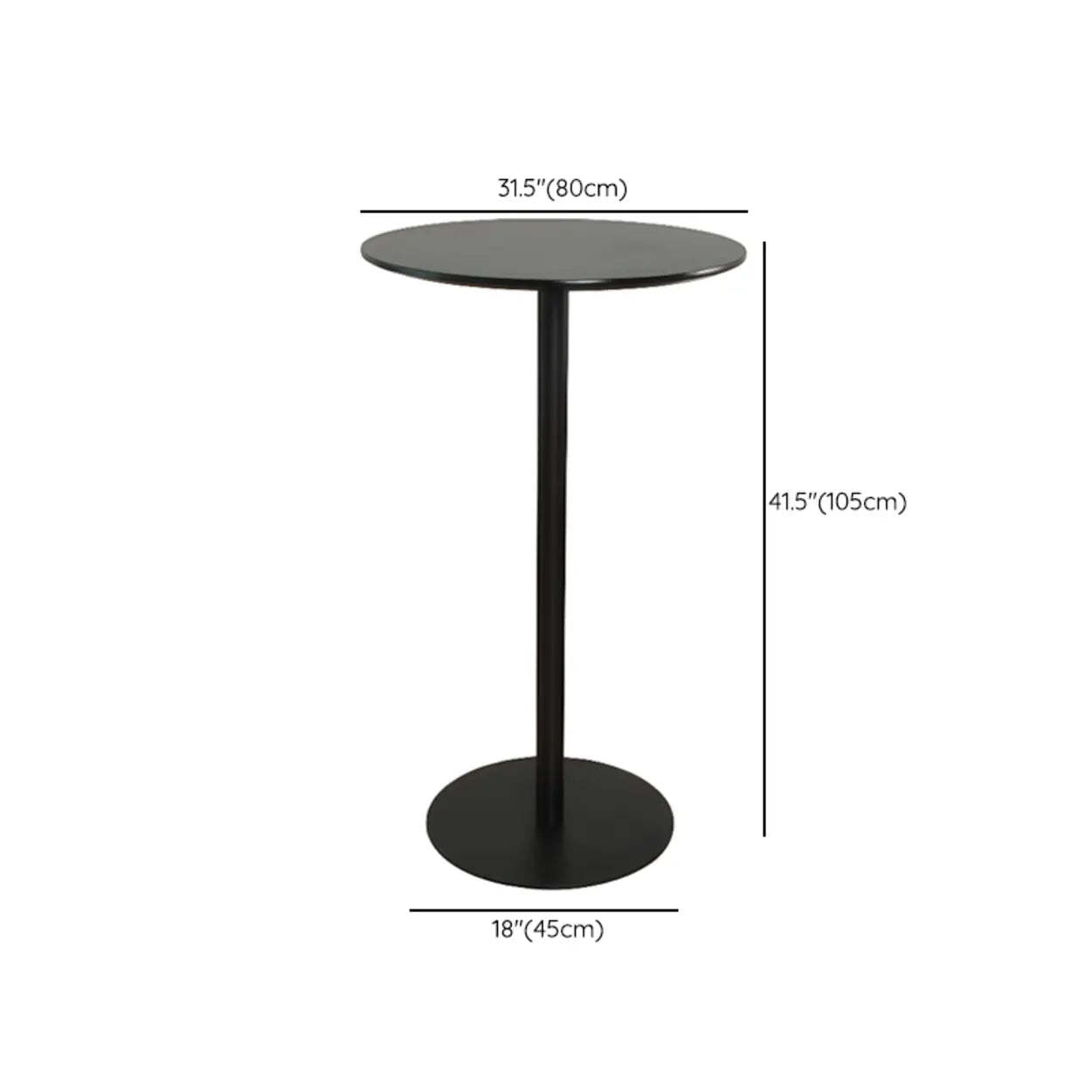 Modern Black Square Bistro Counter Height Bar Table