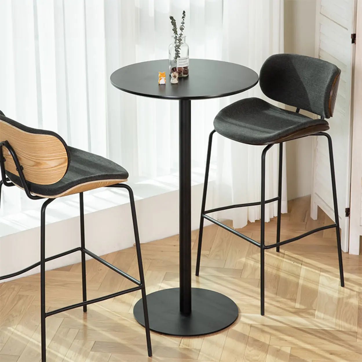 Modern Black Square Bistro Counter Height Bar Table — Free Form / Table Only