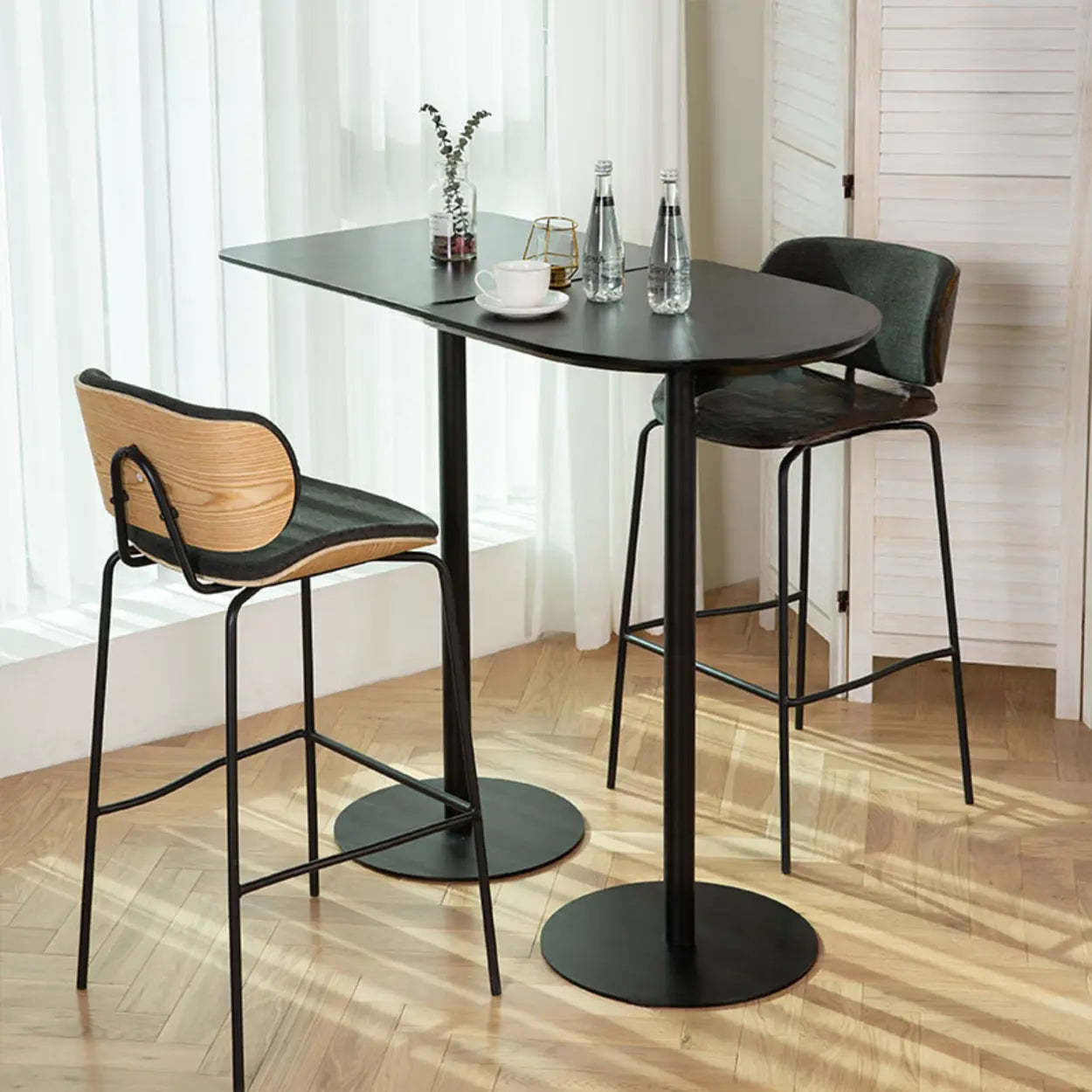 Modern Black Square Bistro Counter Height Bar Table — Square / Table Only