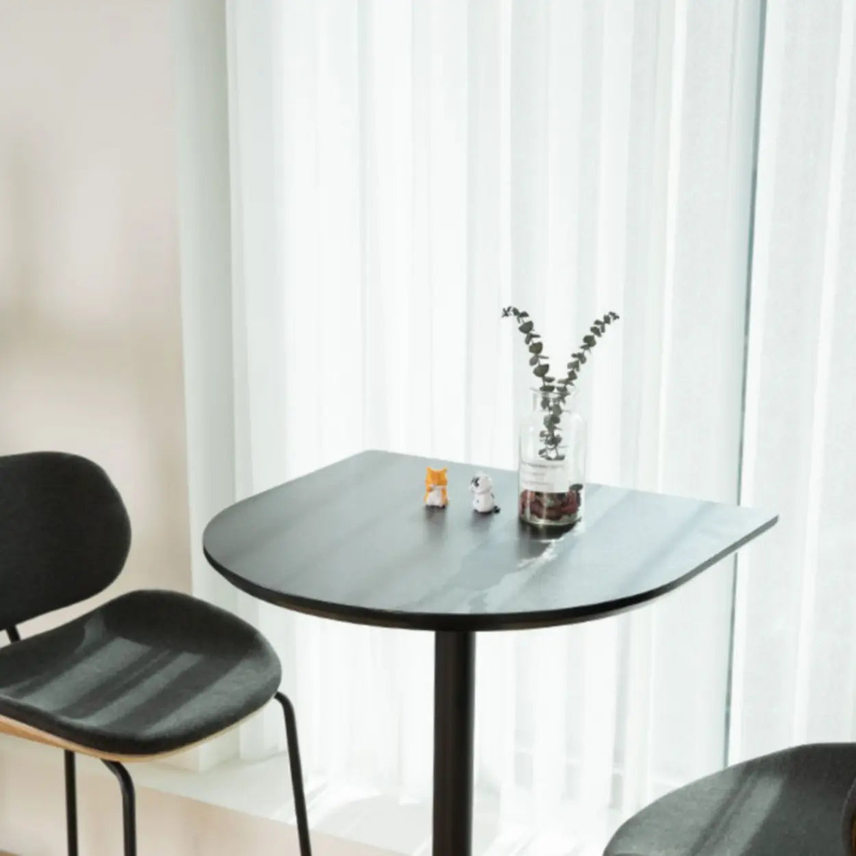 Modern Black Square Bistro Counter Height Bar Table — Round / Table Only