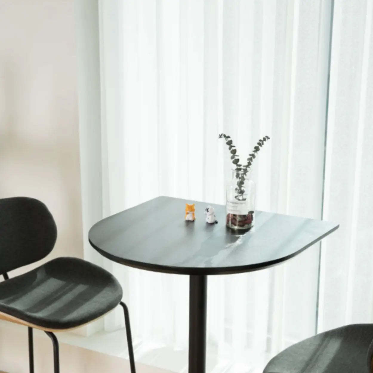 Modern Black Square Bistro Counter Height Bar Table — Round / Table Only