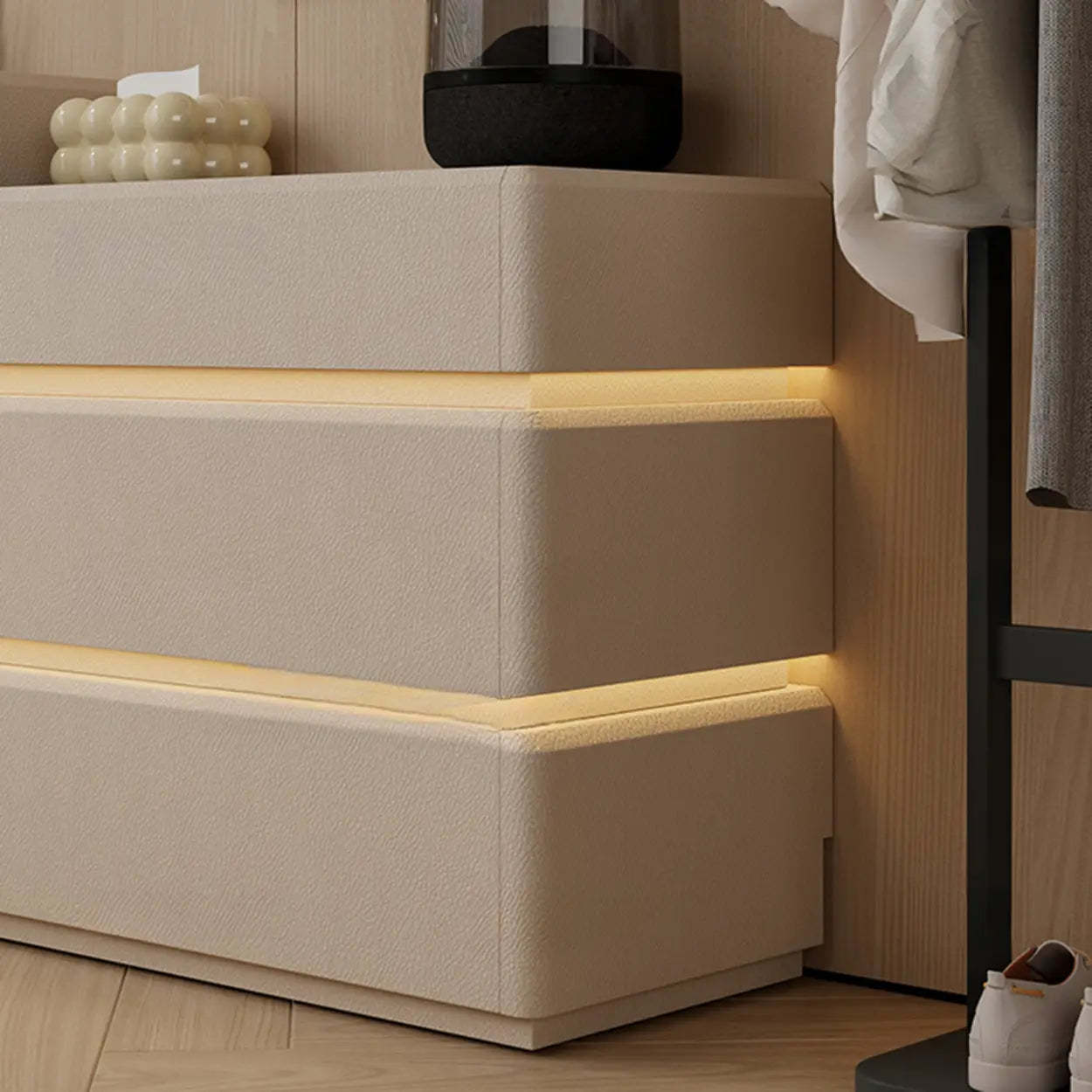Modern Black LED TV Stand with Drawers
