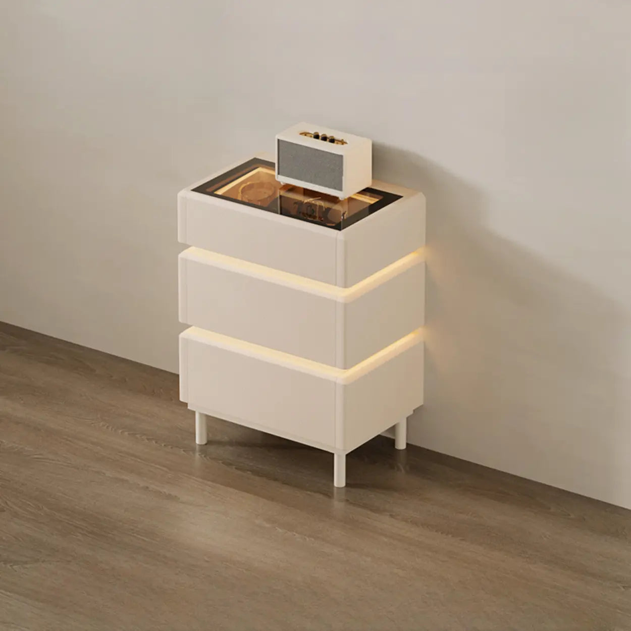 Modern Black LED TV Stand with Drawers