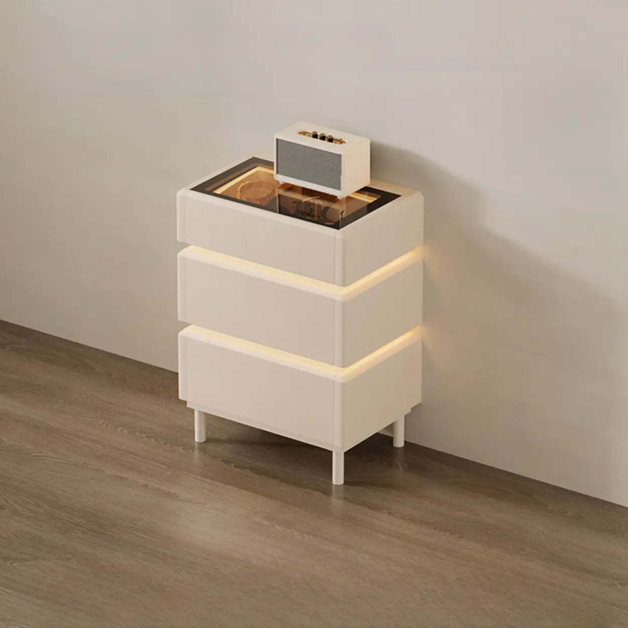 Modern Black LED TV Stand with Drawers