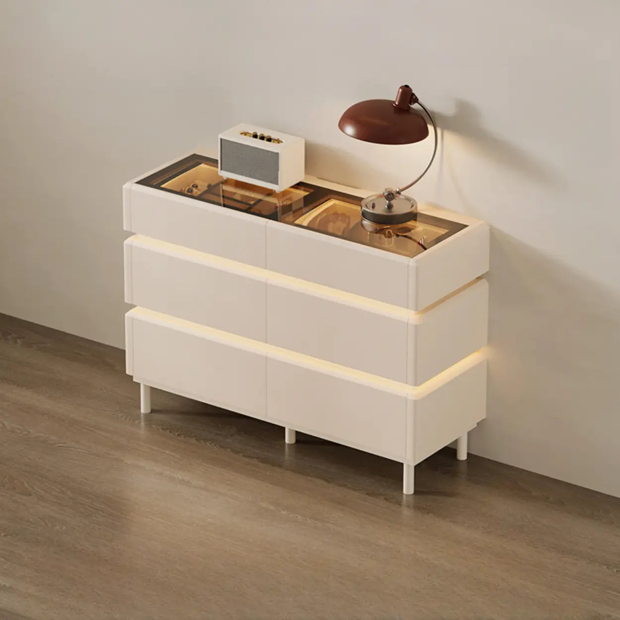 Modern Black LED TV Stand with Drawers