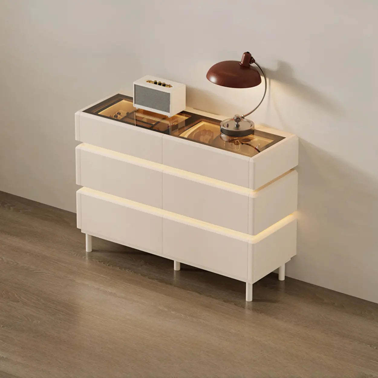 Modern Black LED TV Stand with Drawers