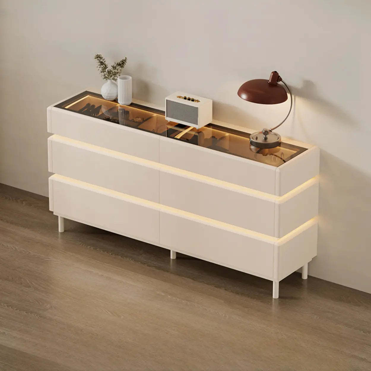 Modern Black LED TV Stand with Drawers