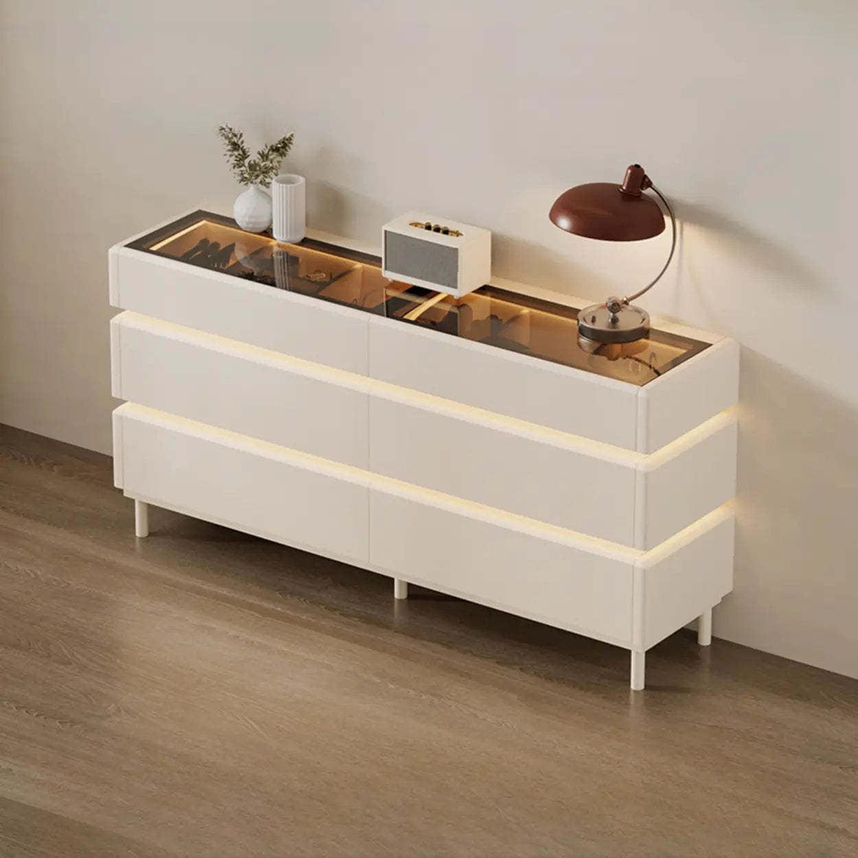 Modern Black LED TV Stand with Drawers