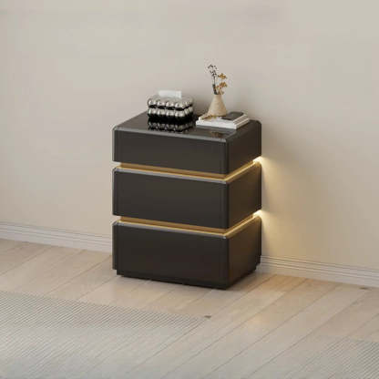 Modern Black LED TV Stand with Drawers — Cream
