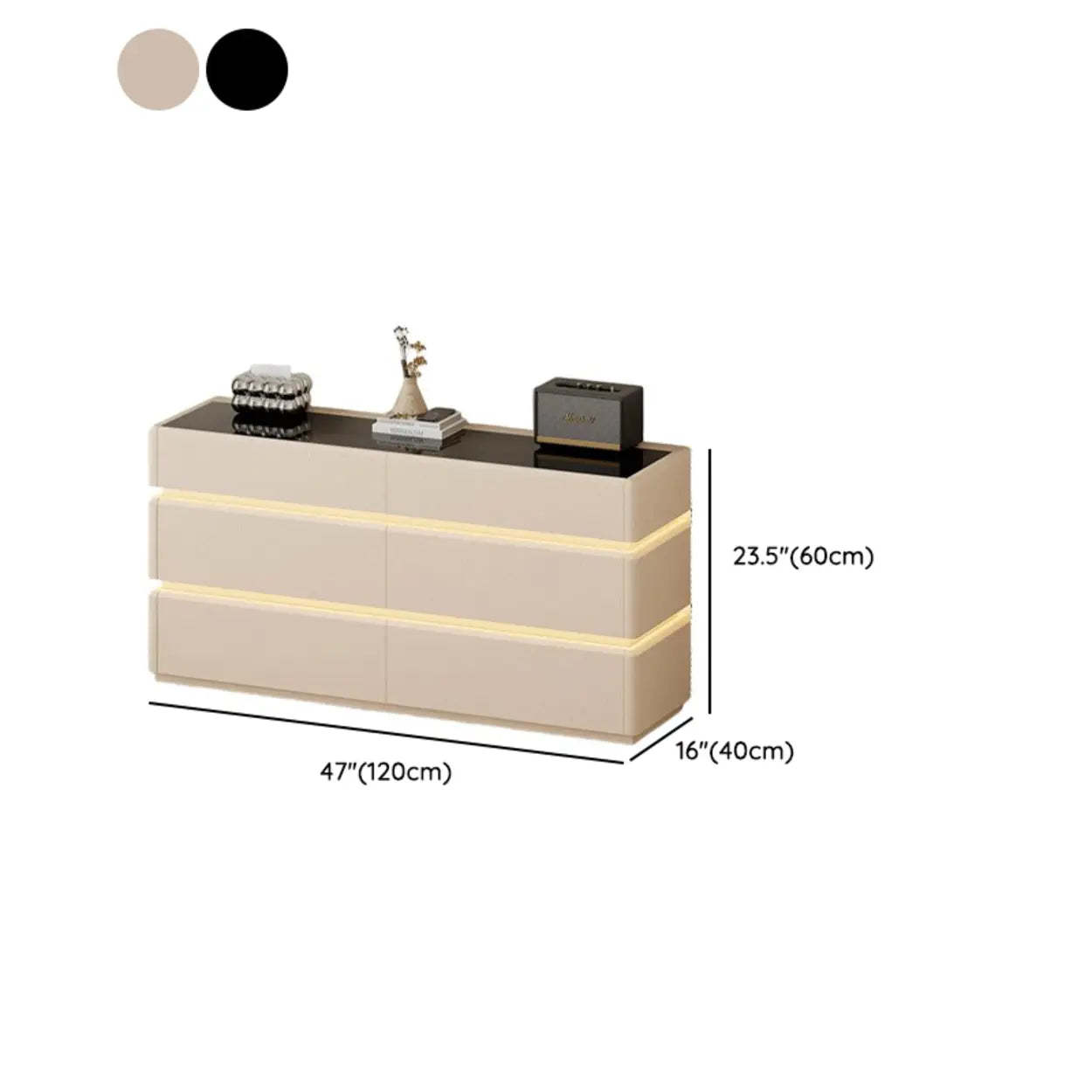 Modern Black LED TV Stand with Drawers