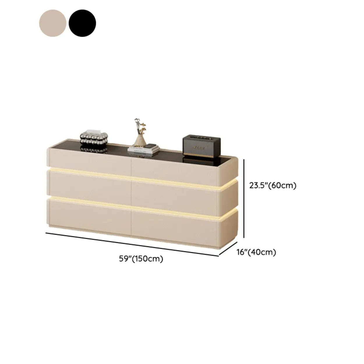 Modern Black LED TV Stand with Drawers