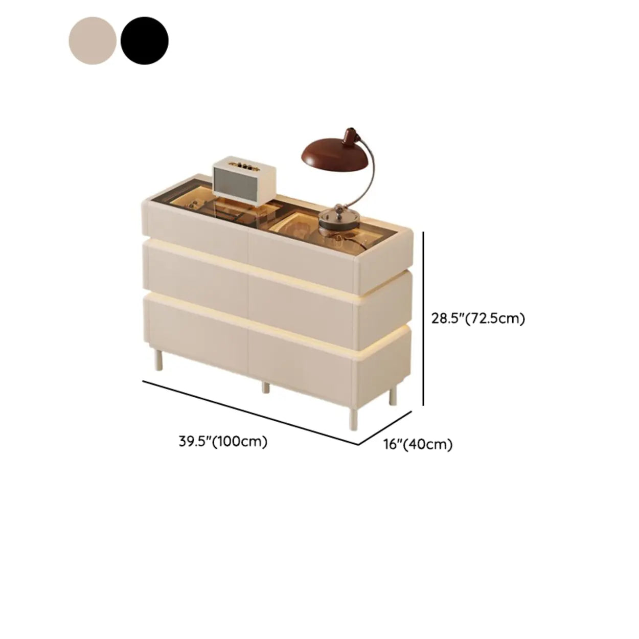 Modern Black LED TV Stand with Drawers