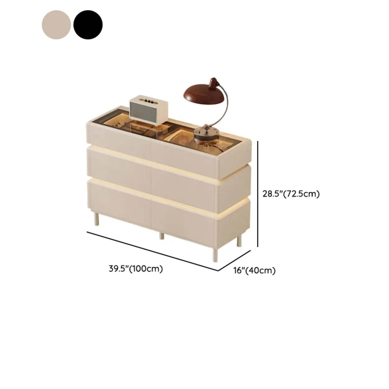 Modern Black LED TV Stand with Drawers