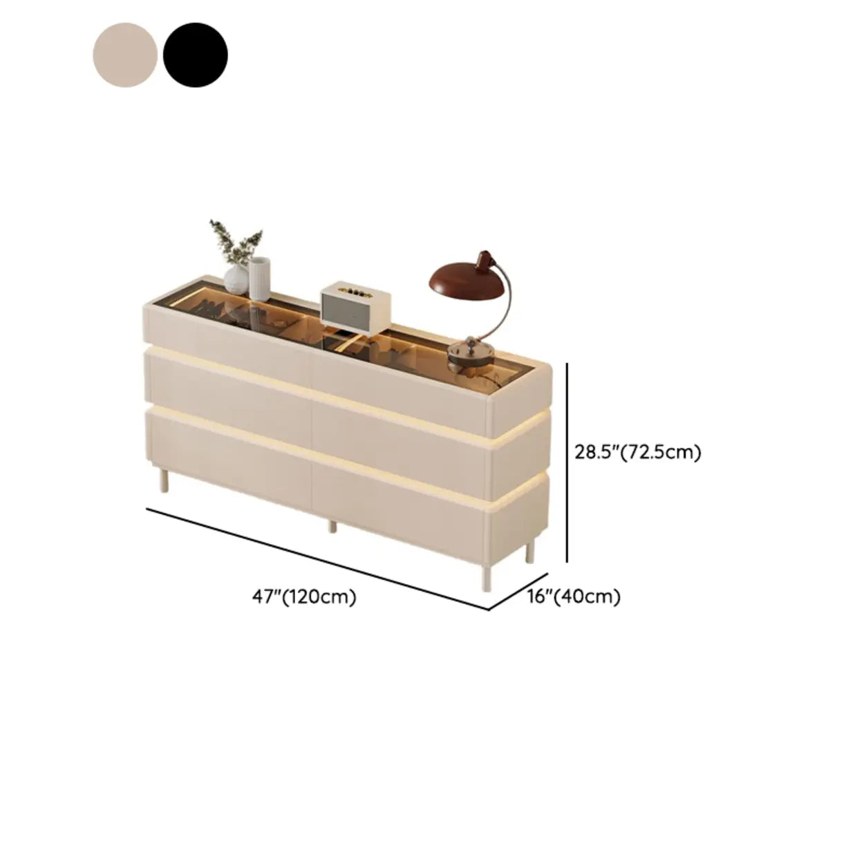Modern Black LED TV Stand with Drawers
